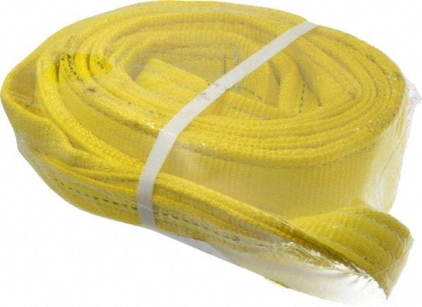 Lift-All - 10' Long x 3" Wide, 8,600 Lb Vertical Capacity, 2 Ply, Polyester Web Sling - 6,900 Lb Choker Capacity, Yellow - A1 Tooling