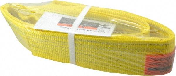 Lift-All - 4' Long x 3" Wide, 8,600 Lb Vertical Capacity, 2 Ply, Polyester Web Sling - 6,900 Lb Choker Capacity, Yellow - A1 Tooling