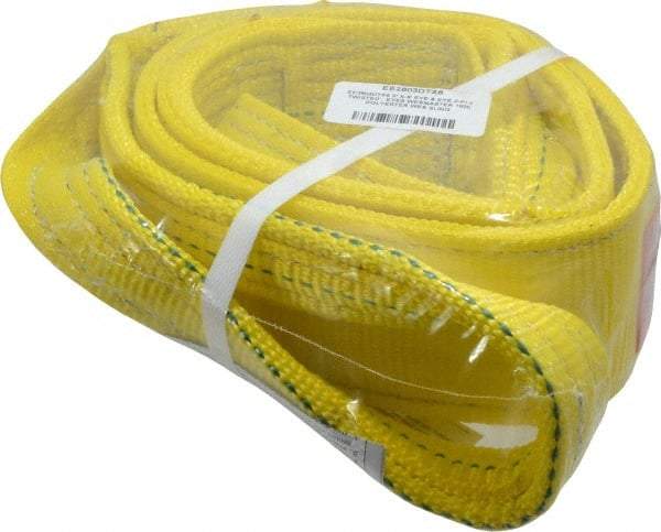 Lift-All - 6' Long x 3" Wide, 8,600 Lb Vertical Capacity, 2 Ply, Polyester Web Sling - 6,900 Lb Choker Capacity, Yellow - A1 Tooling