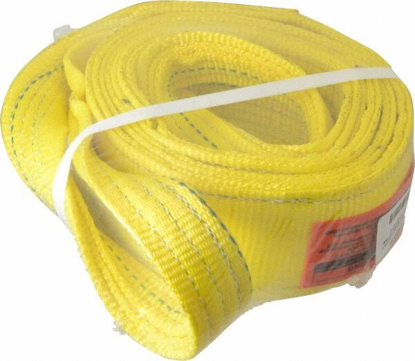 Lift-All - 8' Long x 3" Wide, 8,600 Lb Vertical Capacity, 2 Ply, Polyester Web Sling - 6,900 Lb Choker Capacity, Yellow - A1 Tooling