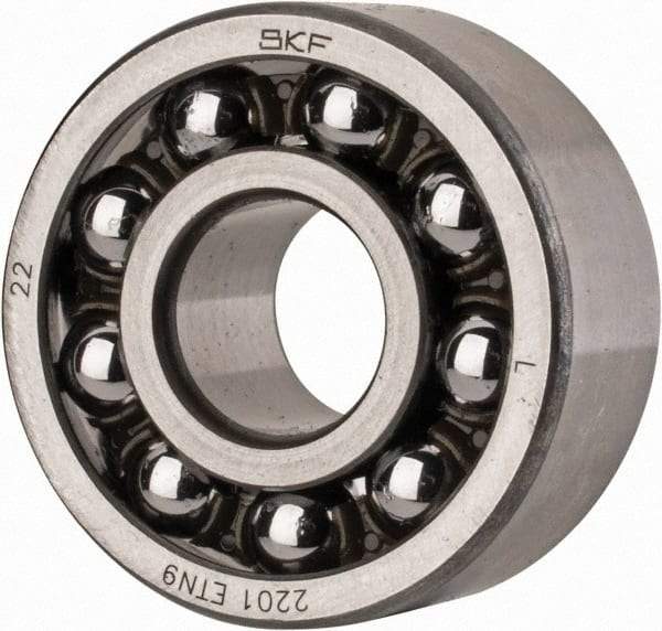 SKF - 12mm Bore Diam, 32mm OD, Open Self Aligning Radial Ball Bearing - 14mm Wide, 2 Rows, Round Bore, 427 Lb Static Capacity, 1,920 Lb Dynamic Capacity - A1 Tooling