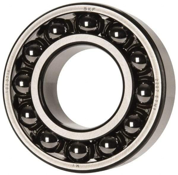 SKF - 35mm Bore Diam, 72mm OD, Open Self Aligning Radial Ball Bearing - 23mm Wide, 2 Rows, Round Bore, 1,980 Lb Static Capacity, 6,900 Lb Dynamic Capacity - A1 Tooling