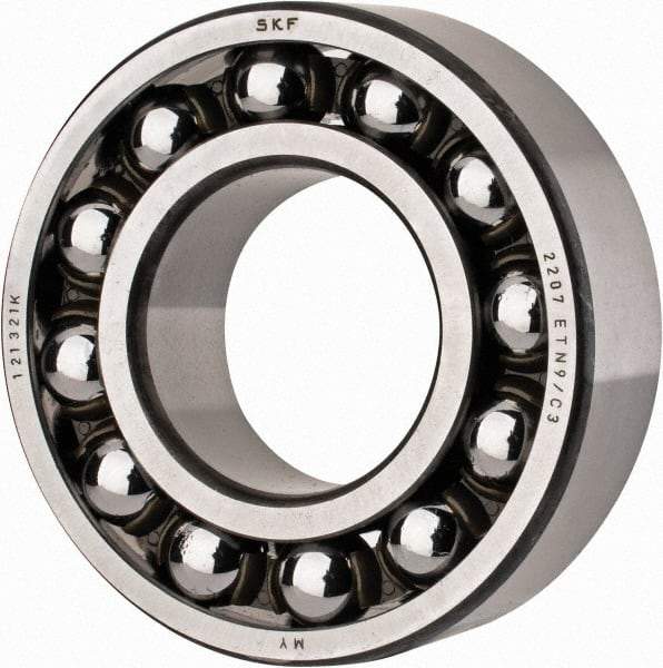 SKF - 35mm Bore Diam, 72mm OD, Open Self Aligning Radial Ball Bearing - 23mm Wide, 2 Rows, Round Bore, 1,980 Lb Static Capacity, 6,900 Lb Dynamic Capacity - A1 Tooling