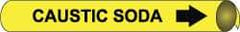 NMC - Pipe Marker with Caustic Soda Legend and Arrow Graphic - 10 to 10" Pipe Outside Diam, Black on Yellow - A1 Tooling