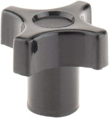 Gibraltar - 1" Head Diam, 4 Point Lobed Knob - 1/4-20 Hole, Thermoplastic, Black - A1 Tooling