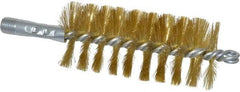 Schaefer Brush - 4-1/2" Brush Length, 2" Diam, Double Stem, Single Spiral Tube Brush - 8" Long, Brass, 1/4" NPSM Male Connection - A1 Tooling