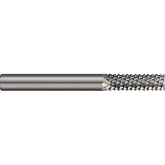 Micro 100 - 3/16" Diam, 5/8" LOC, 1/4" Shank Diam, Burr-End Diamond-Pattern Router Bit - Exact Industrial Supply