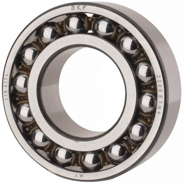 SKF - 40mm Bore Diam, 80mm OD, Open Self Aligning Radial Ball Bearing - 23mm Wide, 2 Rows, Round Bore, 2,250 Lb Static Capacity, 7,170 Lb Dynamic Capacity - A1 Tooling