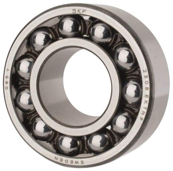 SKF - 40mm Bore Diam, 90mm OD, Open Self Aligning Radial Ball Bearing - 33mm Wide, 2 Rows, Round Bore, 3,600 Lb Static Capacity, 12,100 Lb Dynamic Capacity - A1 Tooling