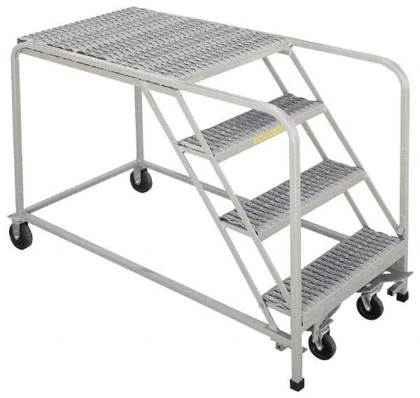 PW Platforms - 40" 4 Step Platform - Rolling Work Platform, 500 Lb Capacity, 40" Platform Height, 32" Base Width x 53" Base Depth, Perforated Tread - A1 Tooling