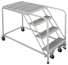 PW Platforms - 40" 4 Step Platform - Rolling Work Platform, 500 Lb Capacity, 40" Platform Height, 32" Base Width x 67" Base Depth, Perforated Tread - A1 Tooling