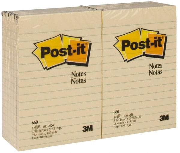 3M - 100 Sheet, 4 x 6", Note Pad/Writing Pad/Notebook - Yellow - A1 Tooling