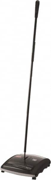 Rubbermaid - 7-1/2" Sweeping Width, Dual Brush Walk Behind Sweeper - Manual Push, Rubber Wheels, Nylon Bristles - A1 Tooling