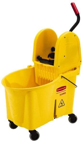 Rubbermaid - 44 Qt Plastic Bucket & Wringer - 26-3/4" Long x 38-3/4" High x 18-1/8" Wide, Yellow - A1 Tooling