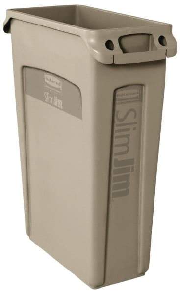 Rubbermaid - 23 Gal Beige Rectangle Trash Can - Polyethylene, 30" High x 22" Long x 11" Wide - A1 Tooling