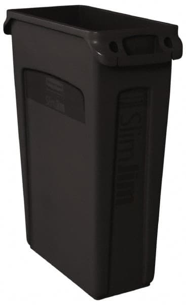 Rubbermaid - 23 Gal Black Rectangle Trash Can - Polyethylene, 30" High x 22" Long x 11" Wide - A1 Tooling