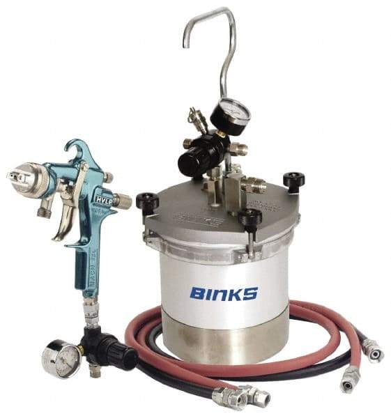 Binks - High Volume/Low Pressure Paint Spray Gun - 2 Qt Capacity, 10 Max psi, 12 Max CFM, For High Solids, Industrial Automotive, Waterborne - A1 Tooling