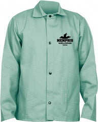 MCR Safety - Size L Welding & Flame Resistant/Retardant Jacket - Green, Cotton, Snaps Closure - A1 Tooling