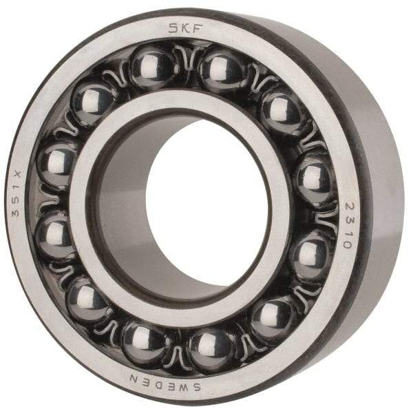 SKF - 50mm Bore Diam, 110mm OD, Open Self Aligning Radial Ball Bearing - 40mm Wide, 2 Rows, Round Bore, 4,500 Lb Static Capacity, 14,300 Lb Dynamic Capacity - A1 Tooling