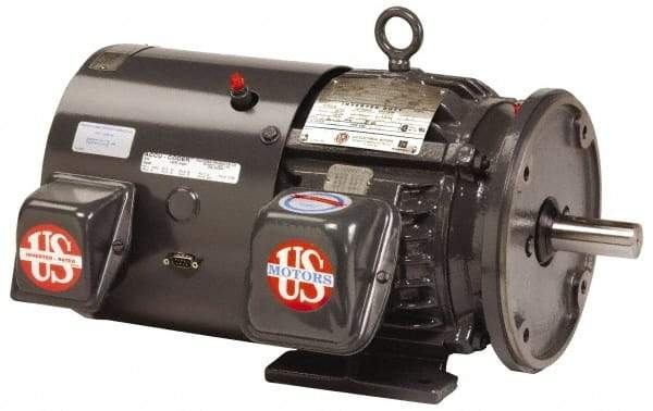 US Motors - 5 hp, TEFC Enclosure, No Thermal Protection, 3,520 RPM, 230/460 Volt, 60 Hz, Three Phase Premium Efficient Motor - Size 184 Frame, Rigid Mount, 1 Speed, Ball Bearings, 12.2/6.1 Full Load Amps, F Class Insulation, Reversible - A1 Tooling