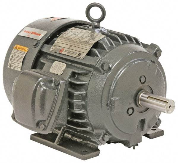 US Motors - 7-1/2 hp, TEFC Enclosure, No Thermal Protection, 1,765 RPM, 208-230/460 Volt, 60 Hz, Three Phase Energy Efficient Motor - Size 213 Frame, Rigid Mount, 1 Speed, Ball Bearings, 20.8-19.6/9.8 Full Load Amps, F Class Insulation, Reversible - A1 Tooling