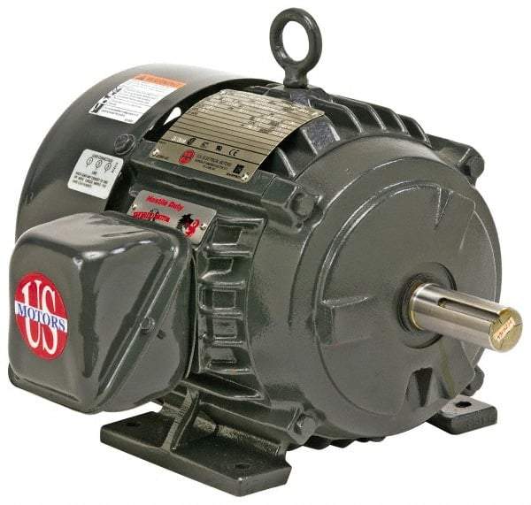 US Motors - 75 hp, TEFC Enclosure, No Thermal Protection, 3,565 RPM, 230/460 Volt, 60 Hz, Three Phase Premium Efficient Motor - Size 365 Frame, Rigid Mount, 1 Speed, Ball Bearings, 167/83 Full Load Amps, F Class Insulation, Reversible - A1 Tooling