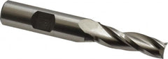 Made in USA - 1° Taper Angle per Side, 3/8" Small End Diam, 1-1/4" LOC, High Speed Steel 3 Flute Tapered Square End Mill - 3-1/4" OAL, 1/2" Shank Diam, Spiral Flute - A1 Tooling