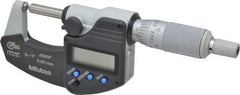 Mitutoyo - 25.4mm Max Measurement, Spherical Face Micrometer - Accuracy Up to 0.0001 Inch, Data Output, 0.0001 Inch Resolution, Electronic Operation, Ratchet Stop Thimble, IP65 Water Resistance Rating, SR44 Battery - A1 Tooling