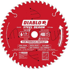 Freud - 6-1/2" Diam, 5/8" Arbor Hole Diam, 48 Tooth Wet & Dry Cut Saw Blade - Carbide-Tipped, Burr-Free Action, Standard Round Arbor - A1 Tooling