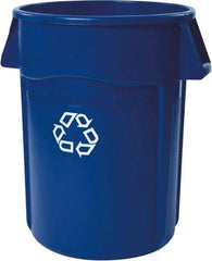 Rubbermaid - 44 Gal Blue Round Recycling Container - Polyethylene, Recycle Symbol Graphic - A1 Tooling