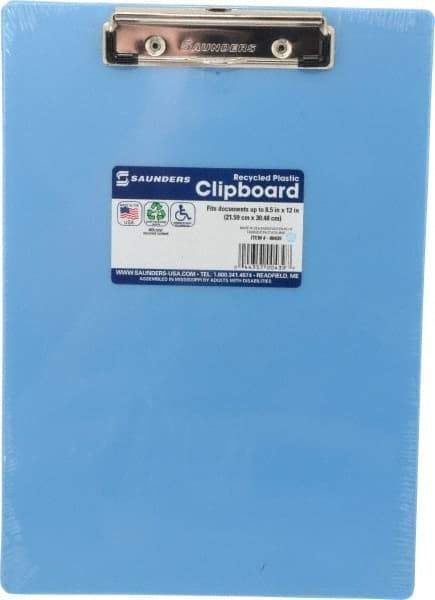 Saunders - 12-1/2 Inch Long x 9 Inch Wide x 1/2 Inch High, Clip Board - Ice Blue - A1 Tooling