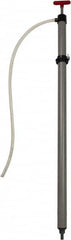 Value Collection - 19/32" Outlet, PVC Hand Operated Drum Pump - 22 oz per Stroke, 38" OAL, For Most Liquid Chemicals - A1 Tooling