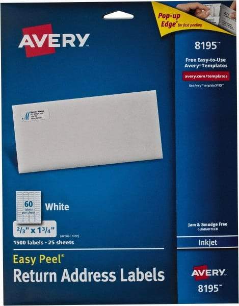 AVERY - 0.6" Wide x 1-3/4" Long, White Paper Return Address Label - For Inkjet Printers - A1 Tooling