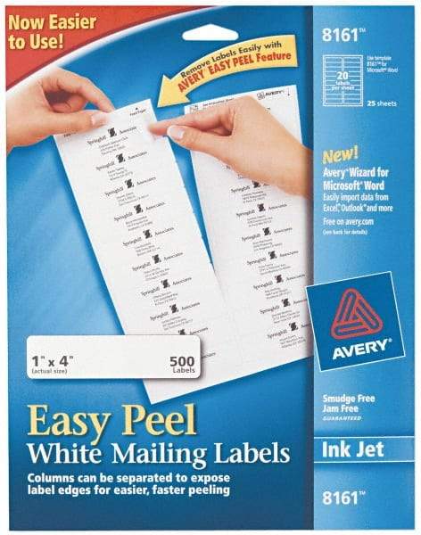 AVERY - 1" Wide x 4" Long, White Paper Shipping Label - For Inkjet Printers - A1 Tooling