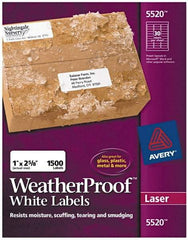 AVERY - 1" Wide x 2-5/8" Long, White Polyester Shipping Label - For Laser Printers - A1 Tooling