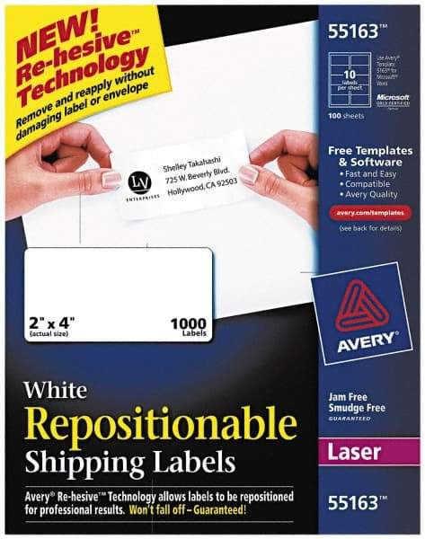 AVERY - 2" Wide x 4" Long, White Paper Shipping Label - For Laser Printers - A1 Tooling