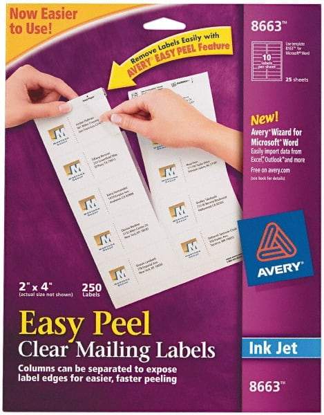 AVERY - 2" Wide x 4" Long, Clear Shipping Label - For Inkjet Printers - A1 Tooling