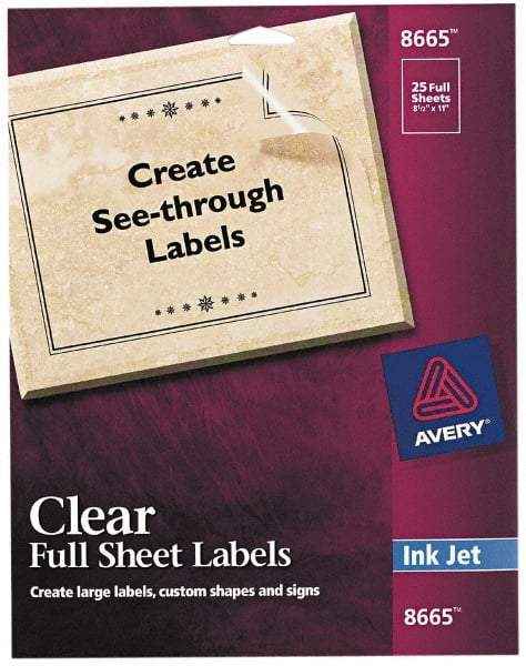 AVERY - 11" Long, Clear Shipping Label - For Inkjet Printers - A1 Tooling