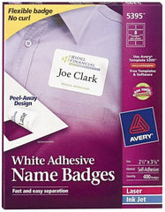 AVERY - 3-3/8" Long, White Paper Name Badge Labels - For Laser/Inkjet Printers - A1 Tooling