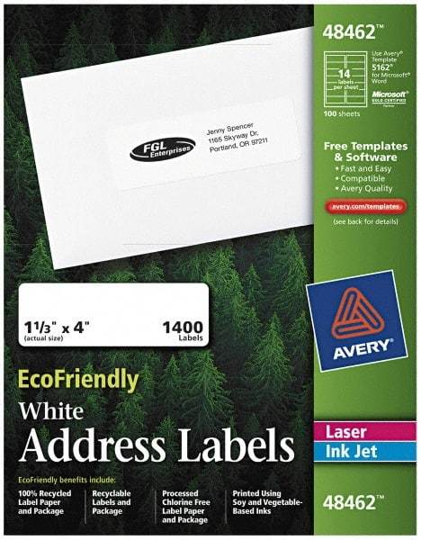 AVERY - 4" Long, White Paper Return Address Label - For Laser/Inkjet Printers - A1 Tooling