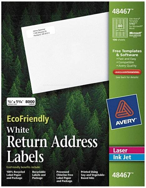 AVERY - 1-3/4" Long, White Paper Return Address Label - For Laser/Inkjet Printers - A1 Tooling