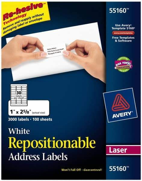 AVERY - 1" Wide x 2-5/8" Long, White Paper Shipping Label - For Laser Printers - A1 Tooling