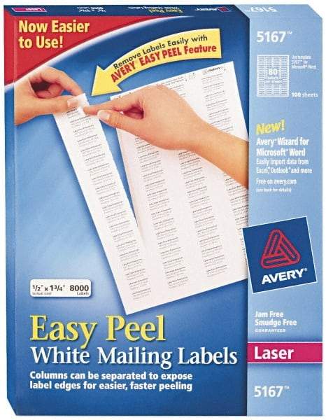 AVERY - 1-3/4" Long, White Paper Return Address Label - For Laser Printers - A1 Tooling