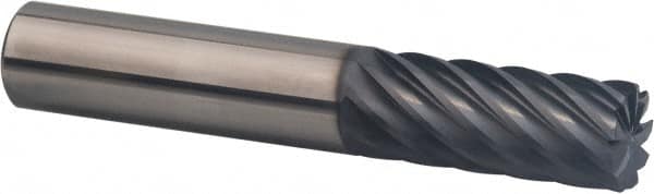 SGS - 1/2", 9 Flute, Single End, Solid Carbide, 0.12" Corner Radius End Mill - 3" OAL, 35° Helix, Right Hand Flute, 1-1/4" LOC, Right Hand Cut - A1 Tooling