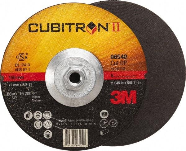 3M - 60 Grit, 6" Wheel Diam, Type 27 Depressed Center Wheel - Ceramic, Resinoid Bond, S Hardness, 10,200 Max RPM - A1 Tooling