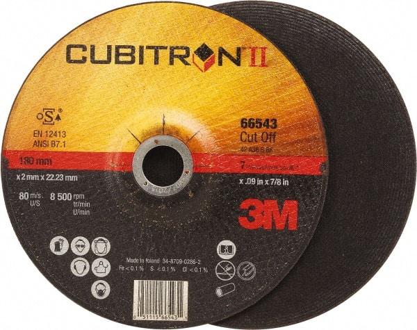 3M - 60 Grit, 7" Wheel Diam, 7/8" Arbor Hole, Type 27 Depressed Center Wheel - Ceramic, Resinoid Bond, S Hardness, 8,500 Max RPM - A1 Tooling