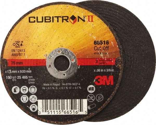 3M - 3" 36 Grit Ceramic Cutoff Wheel - 0.06" Thick, 3/8" Arbor, 25,465 Max RPM, Use with Angle Grinders - A1 Tooling