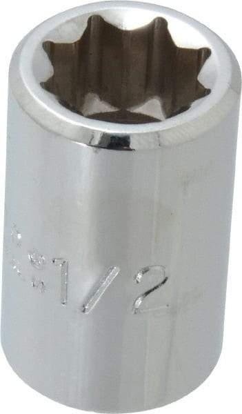 Proto - 1/2", 1/2" Drive, Standard Hand Socket - 8 Points, 1-7/16" OAL, Alloy Steel, Chrome Finish - A1 Tooling