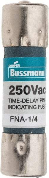 Cooper Bussmann - 250 VAC, 0.25 Amp, Time Delay Pin Indicator Fuse - Fuse Holder Mount, 1-1/2" OAL, 10 at 125 V kA Rating, 13/32" Diam - A1 Tooling