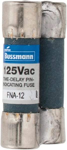 Cooper Bussmann - 125 VAC, 12 Amp, Time Delay Pin Indicator Fuse - Fuse Holder Mount, 1-1/2" OAL, 10 at AC kA Rating, 13/32" Diam - A1 Tooling